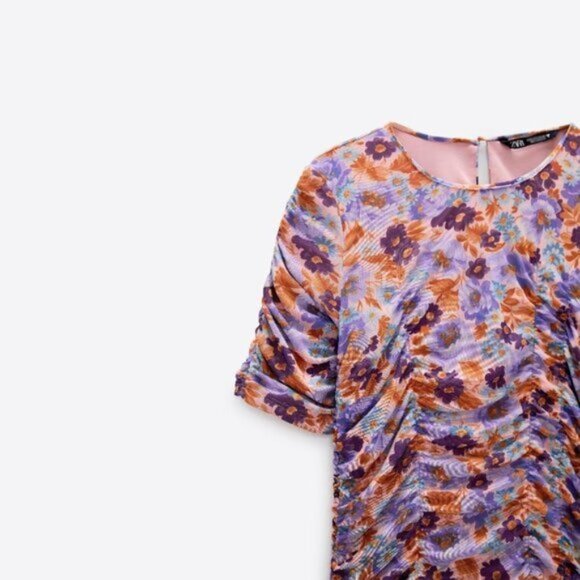 NWOT Zara multicoloured floral print draped dress S - Picture 6 of 8